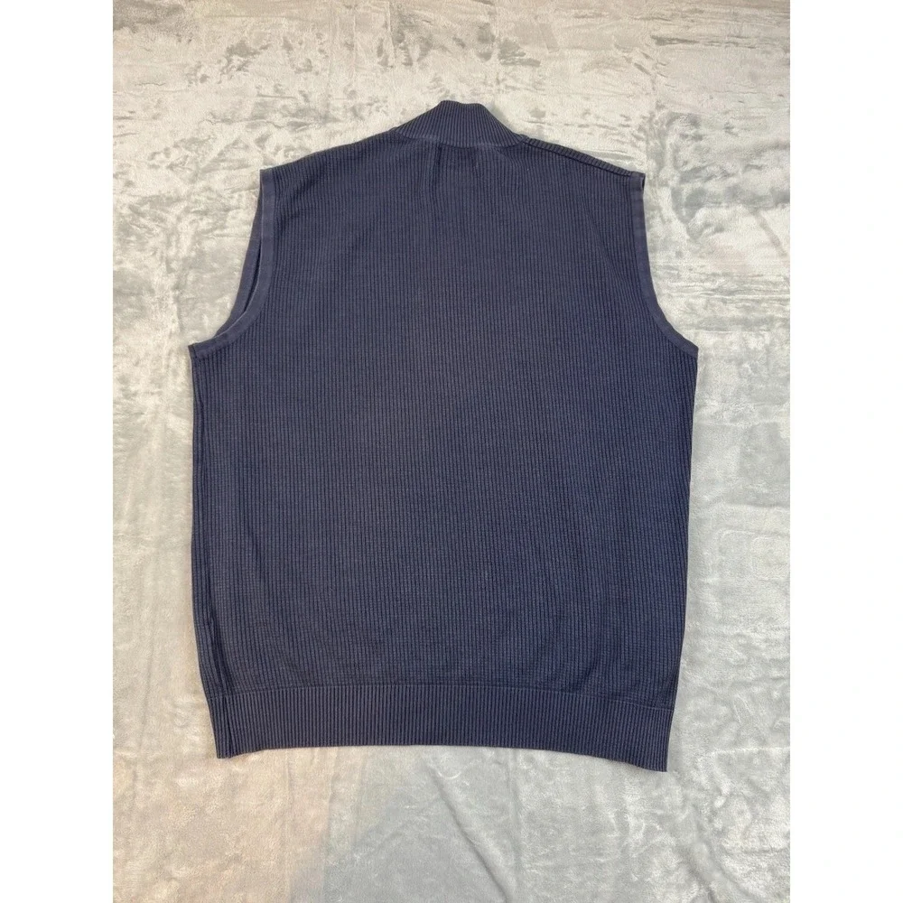 Vintage St Croix Shop Vest Men's XL Navy 1/4 Zip Cotton Blend Made in USA